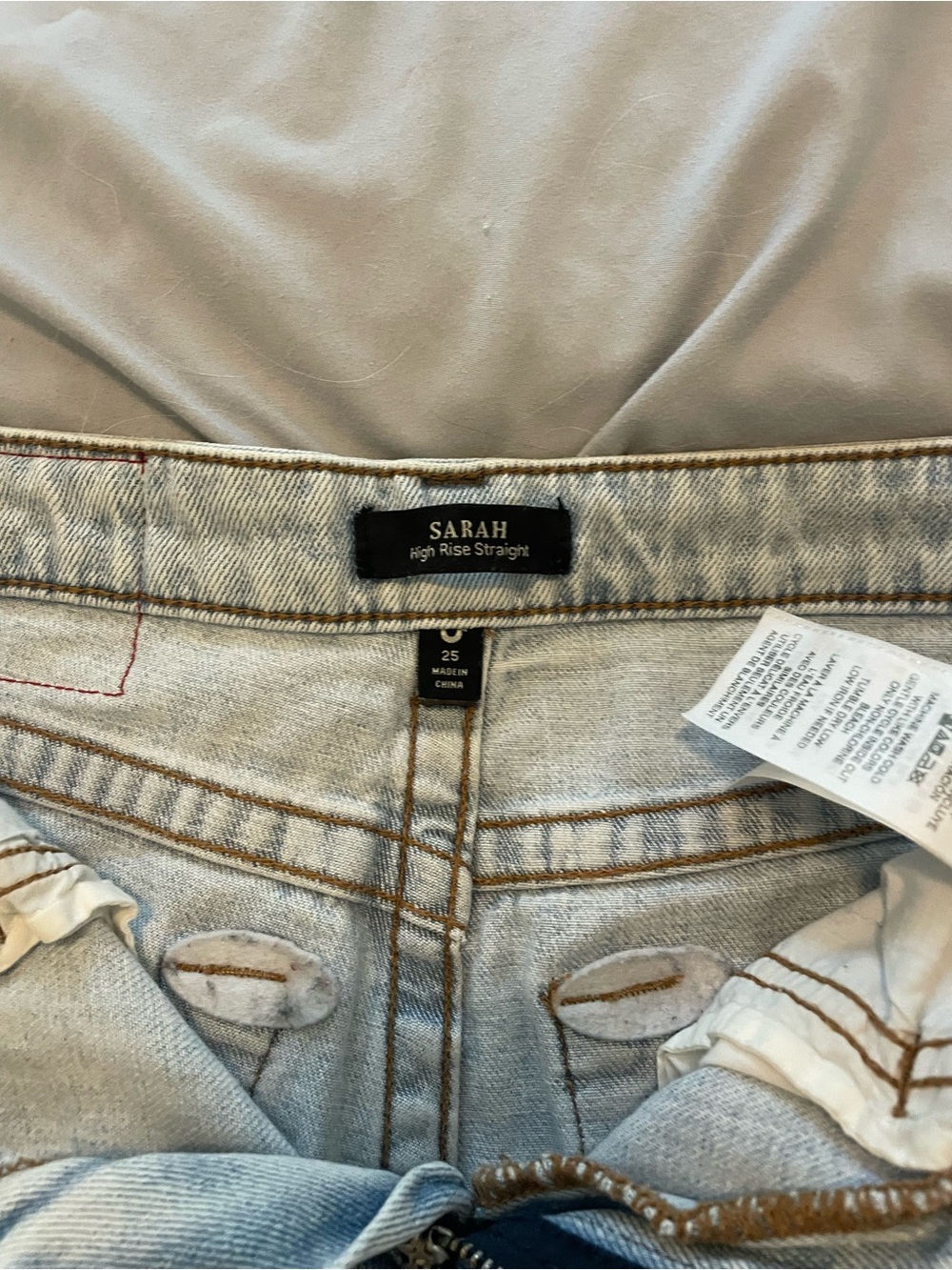 True Religion Sarah High Rise Straight Leg Light Wash Jeans